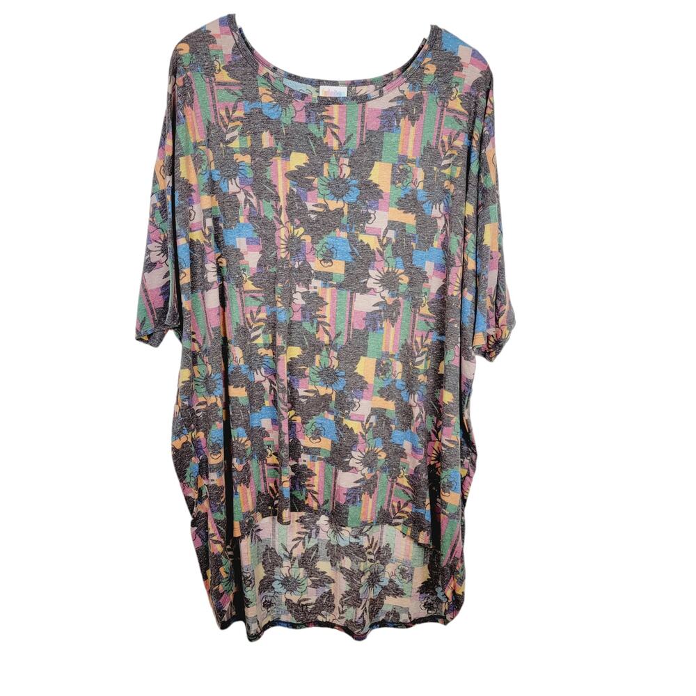 NEW Lularoe Simply Comfortable Graphic Hibiscus Print Tunic Dress Size 3XL